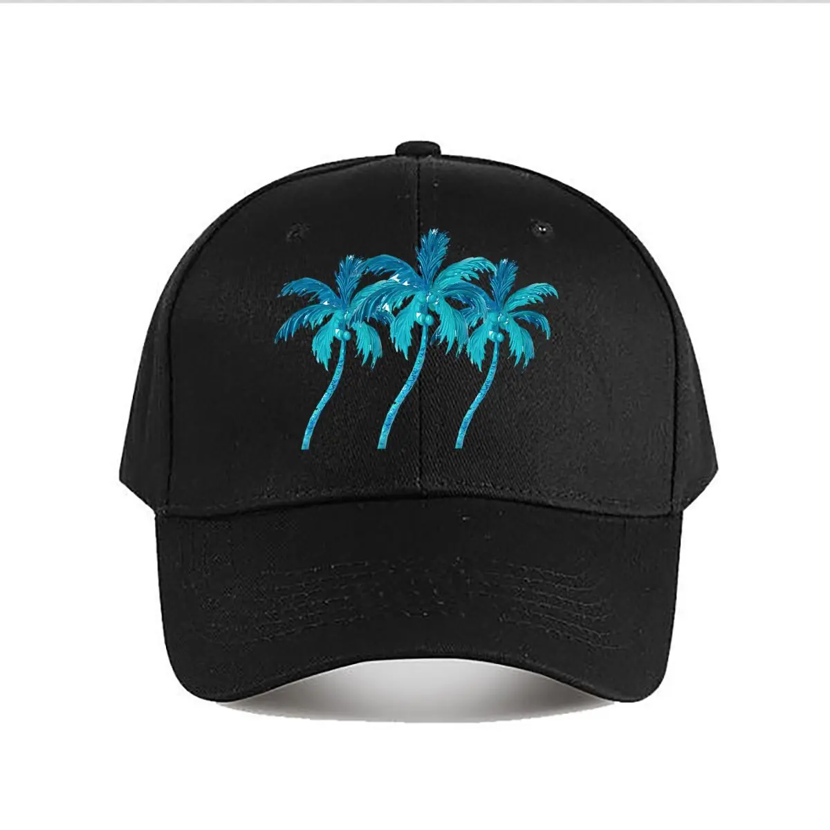 Palm Trees - Blue, Beach, Tropical, Relax, Nature Design Baseball Cap Fashion Outdoor Sports Sunhat Men Snapback Cap Women's