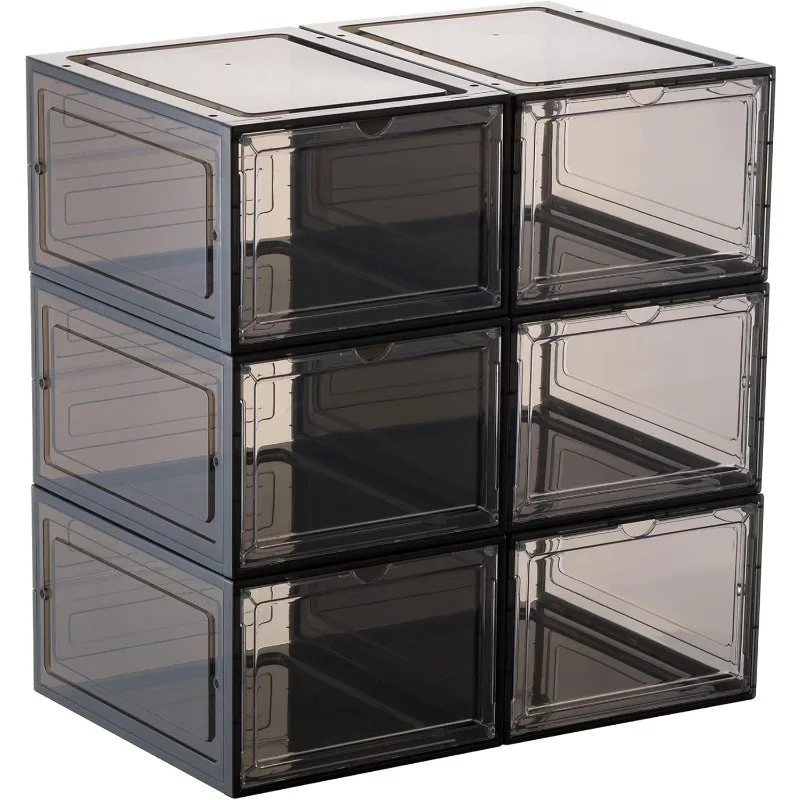 Sturdy Shoe Storage Boxes Organizer Box,Fit Closet Organizers Case,Easy Snap-on Assembly Shoe Boxes Clear Plastic Stackable