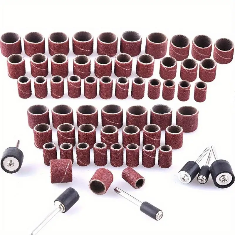 384 Pcs/Set Rotary Tool Sanding Band Sleeves Accessories for Nail Grinding Mandrels Drum Sander Set Drilling Abrasive