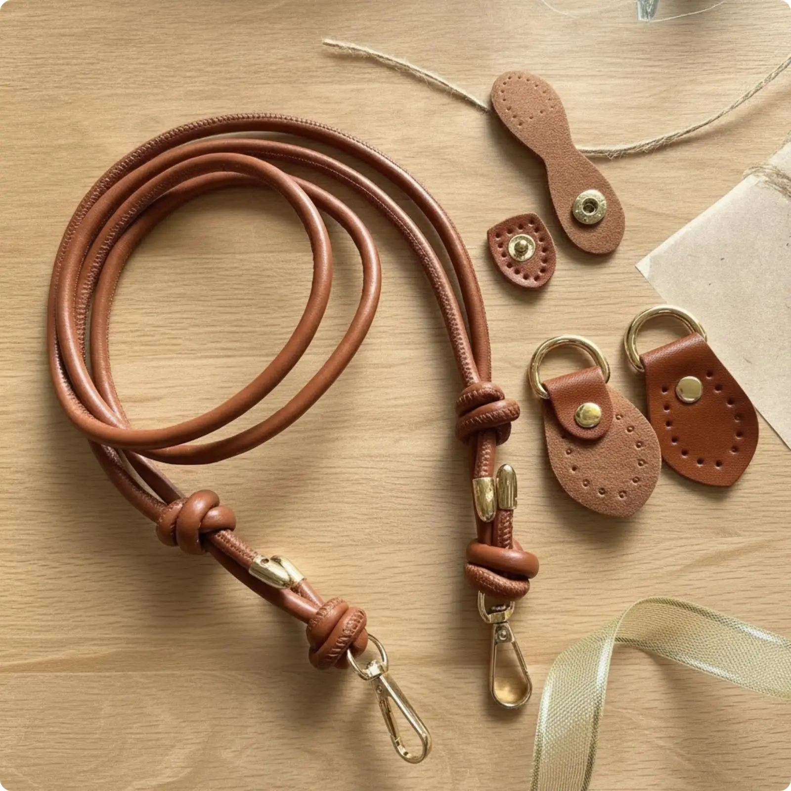 Knitting Handbag DIY Kit PU Leather Crochet Bag Making Supplies with Shoulder Strap for Girls Craft Project
