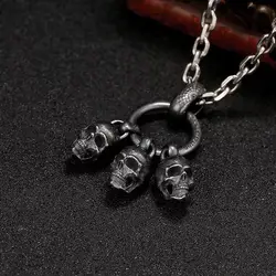Colgante de calavera chapada en plata para hombre, collar de estilo Hip Hop Retro, accesorios de bicicleta de Rock, joyería de estilo bohemio