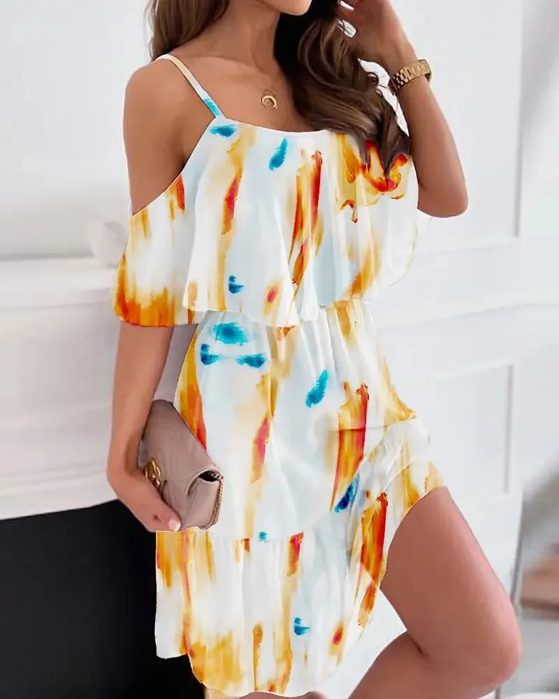 Woman Dress 2022 Summer Floral Printed Sexy Spaghetti Strap Off Shoulder Dress Casual Ladies Holiday Beach Boho Dresses Vestidos