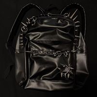 punk rivet black leather backpack men's bag Fashion Large Capacity backpacks women'bag