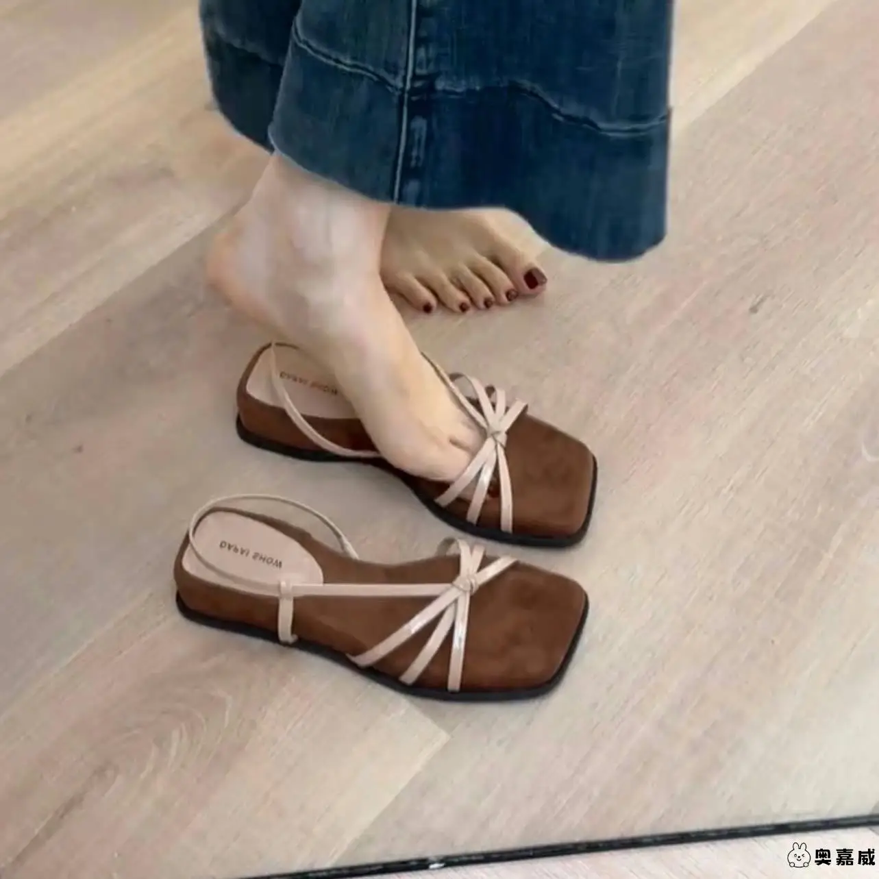 

Comfortable Thick Heel Roman Sandals Women's Shoes Open Toe Fashionable Korean Style Low Cut Daily Wear Pu Lined