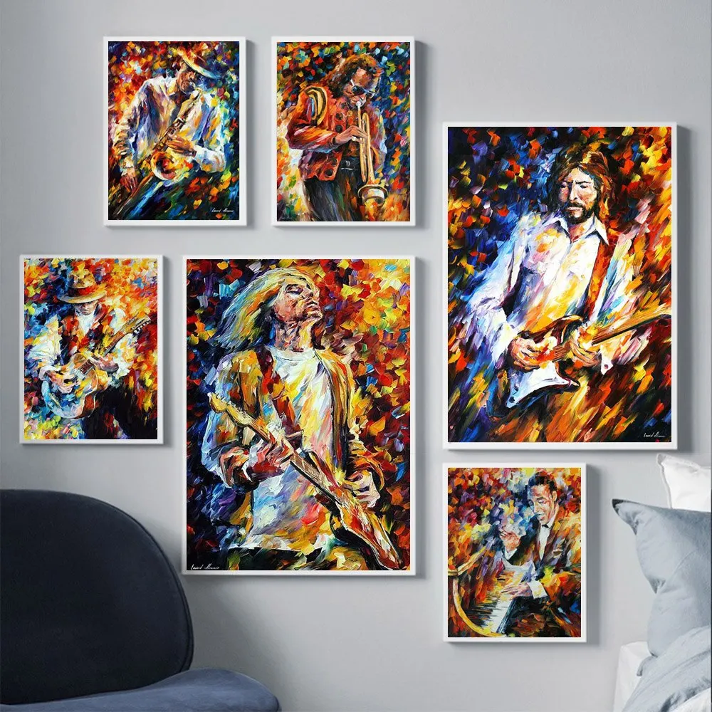 Abstract Graffiti Soloist Poster  Saxophone  Guitar Canvas Print for Living Room Bedroom Office Wall Decor