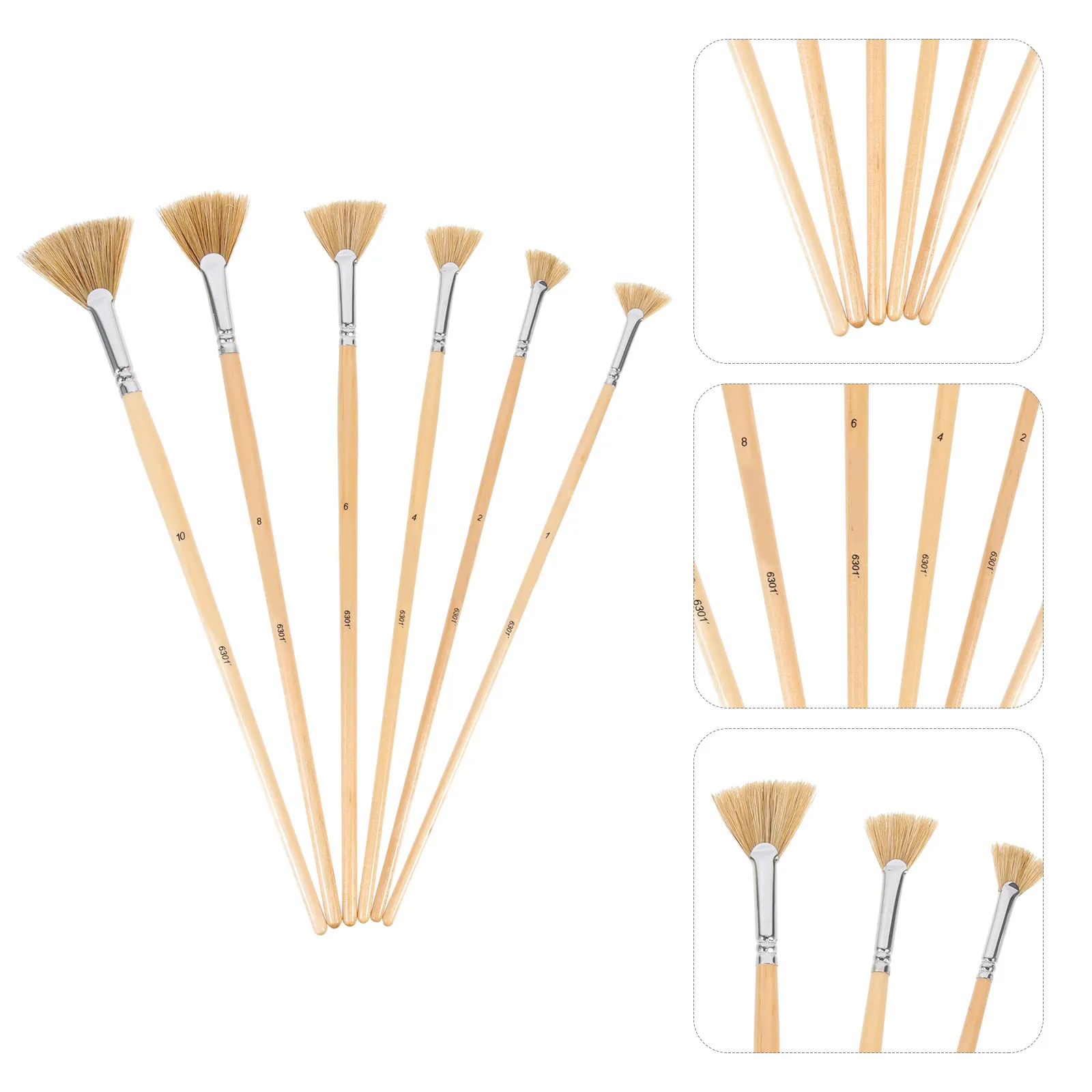 

Набор из 6 кистей для рисования в форме веера для детей: эргономичные акварельные кисти премиум-класса с износостойкой щетиной для творчества и DIY-рисования