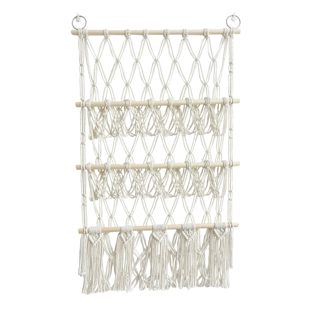 Stuffed Animal Toy Storage Hammock Hand-Woven Cotton Rope Hanging Organizer For Nursery Play Room Bedroom Kids Room