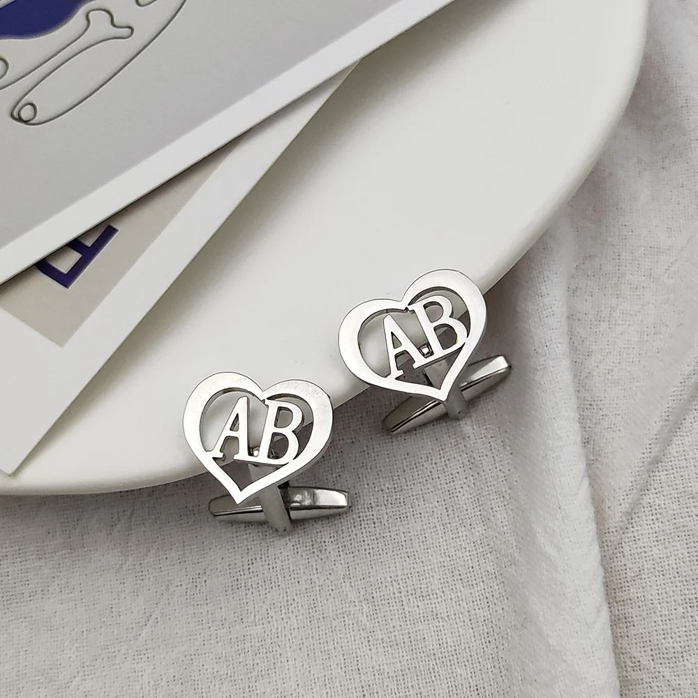 

Man Shirt Cufflinks Custom Name Initials Men Stainless Steel Letters Buttons Luxury Shirt Jewelry Gifts Gemelli Uomo Per Camicie