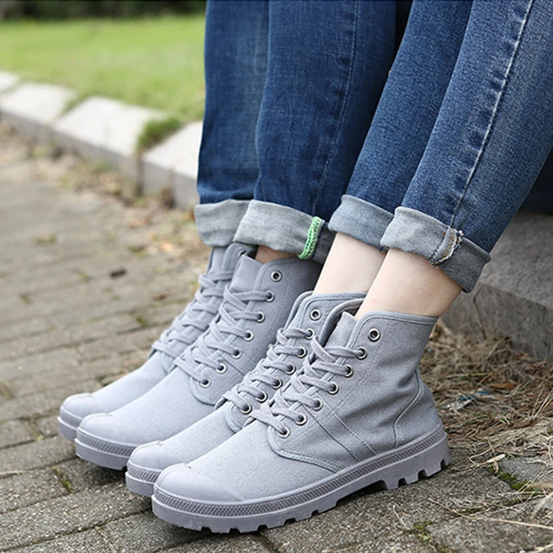 Men Boots New Casual Canvas Shoes Army Combat Men\'s Sneakers Fashion High-top Military Ankle Boots Comfort Men Sneakers