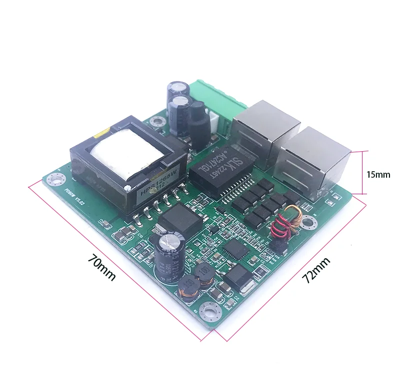 High-power 2.5G Gigabit POE Splitter Standard AT/AF/BT Monitoring Power Supply Module 48V to 12V5.5A