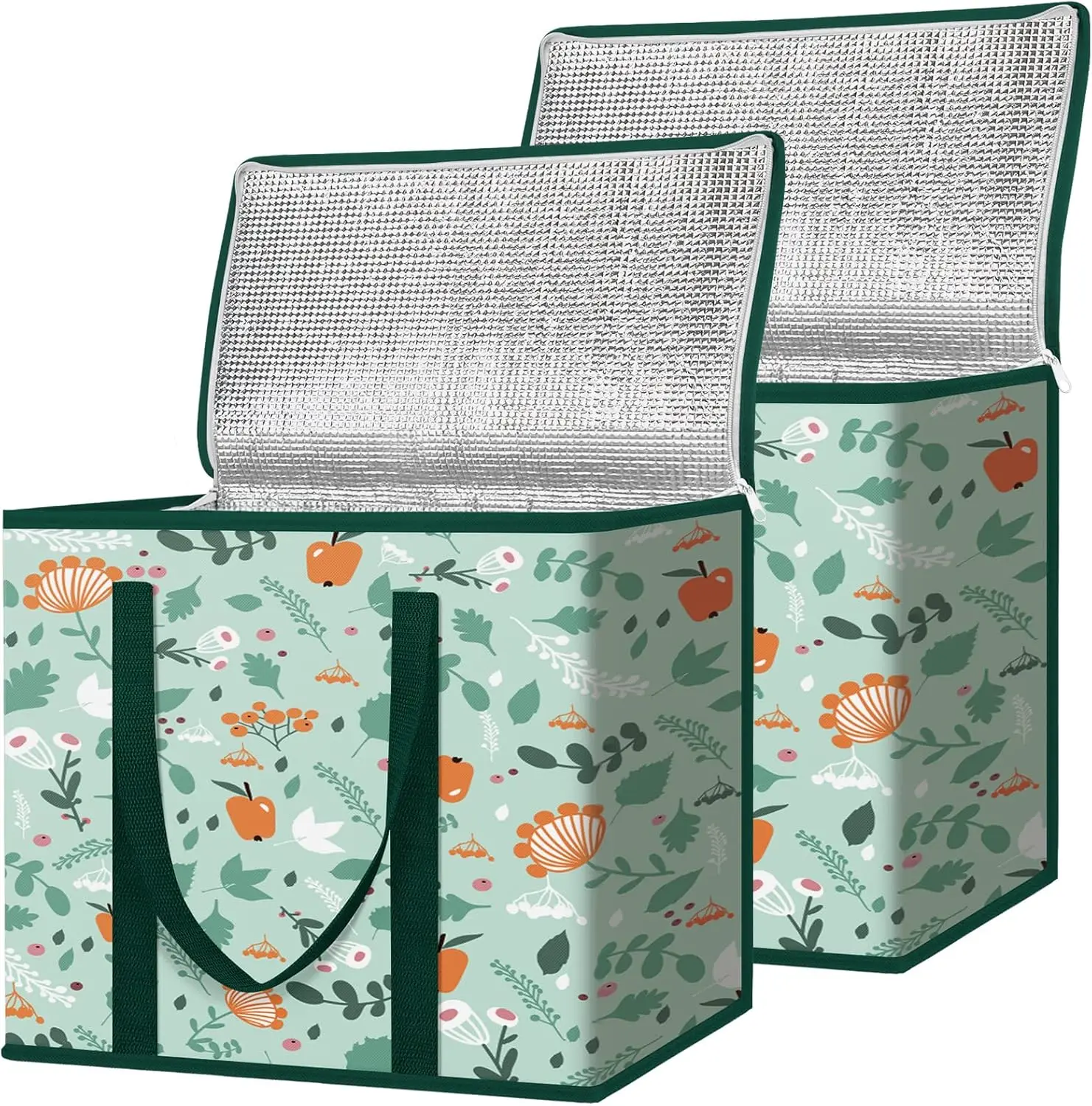 

Набор из 2-х многоразовых термосумок для продуктов, складной контейнер-холодильник для покупок и доставки (16x9x13 дюймов)