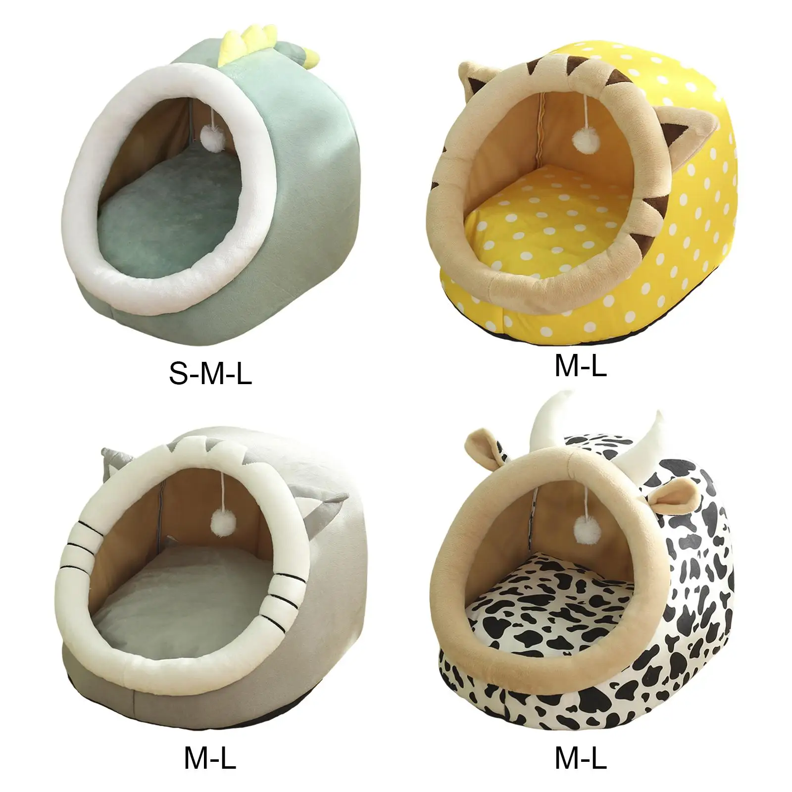 Cute Kennel Pad with Hanging Toy Furniture Anti Slip Basket Dog Soft Warm Comfortable Cave Bed Pet House Nest for Kitten Rabbit