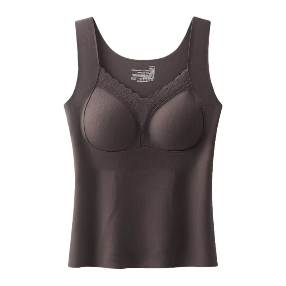 

Fashion Slim Fit Seamless Thermal Vest Pullover Warm Camisoles Tank Top Antistatic with Fix Pads Bottoming Shirt Women Women