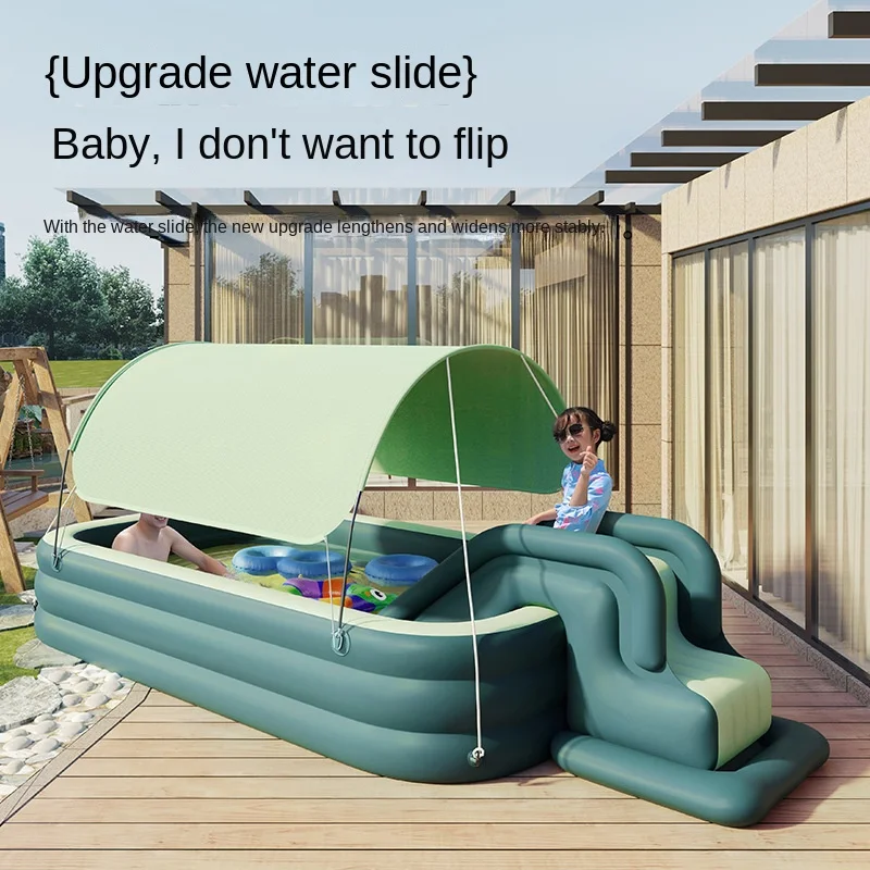 2.1/2.6/3 meter Inflatable Folding Swimming Pool Folding The Pool Sunshine Shed Inflatable Slide 3 Layer Thickened PVC