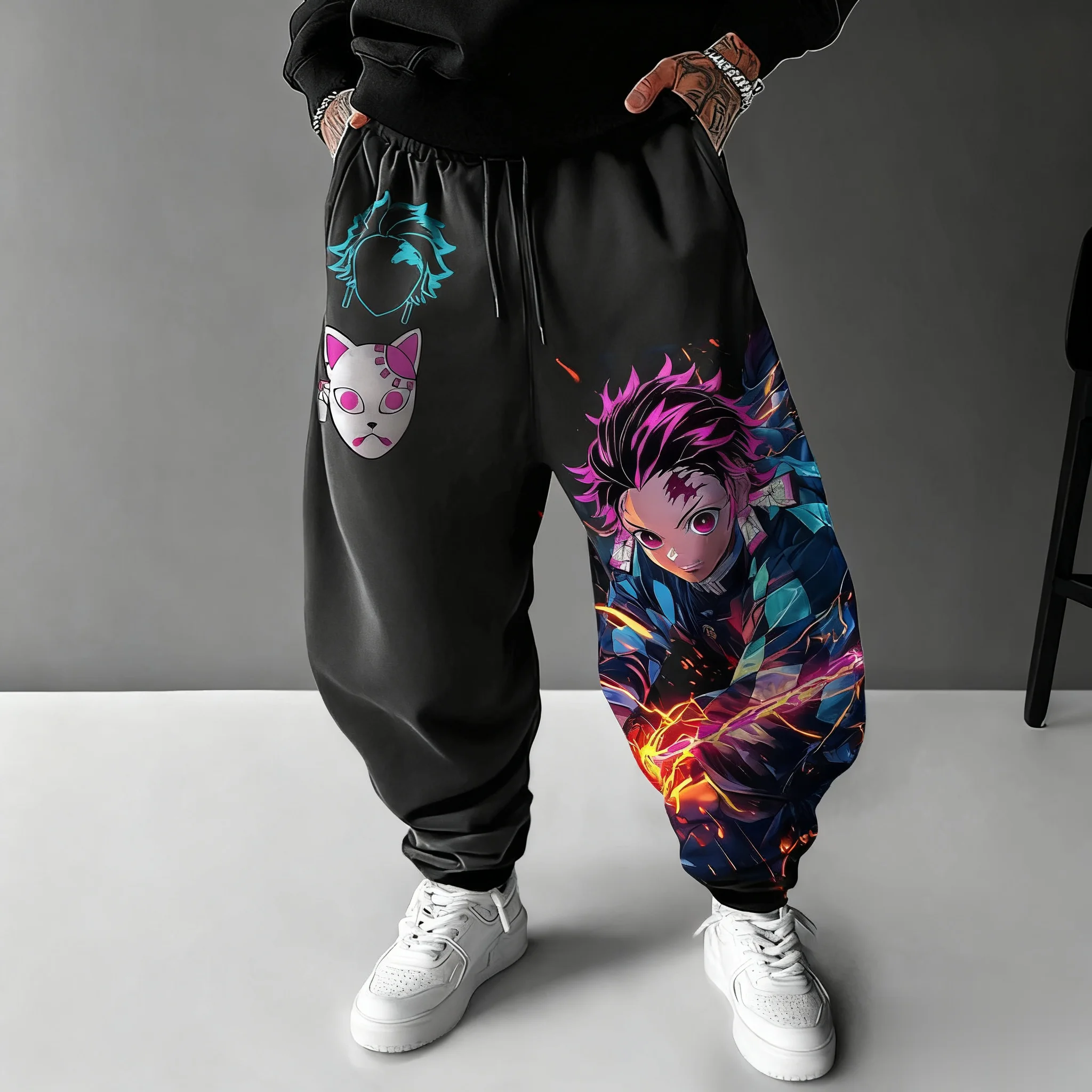 

Унисекс Demon Slayer, повседневная уличная одежда, брюки для мужчин и женщин, спортивные штаны, лето-осень, модная одежда Y2k, брюки в стиле хип-хоп с принтом аниме