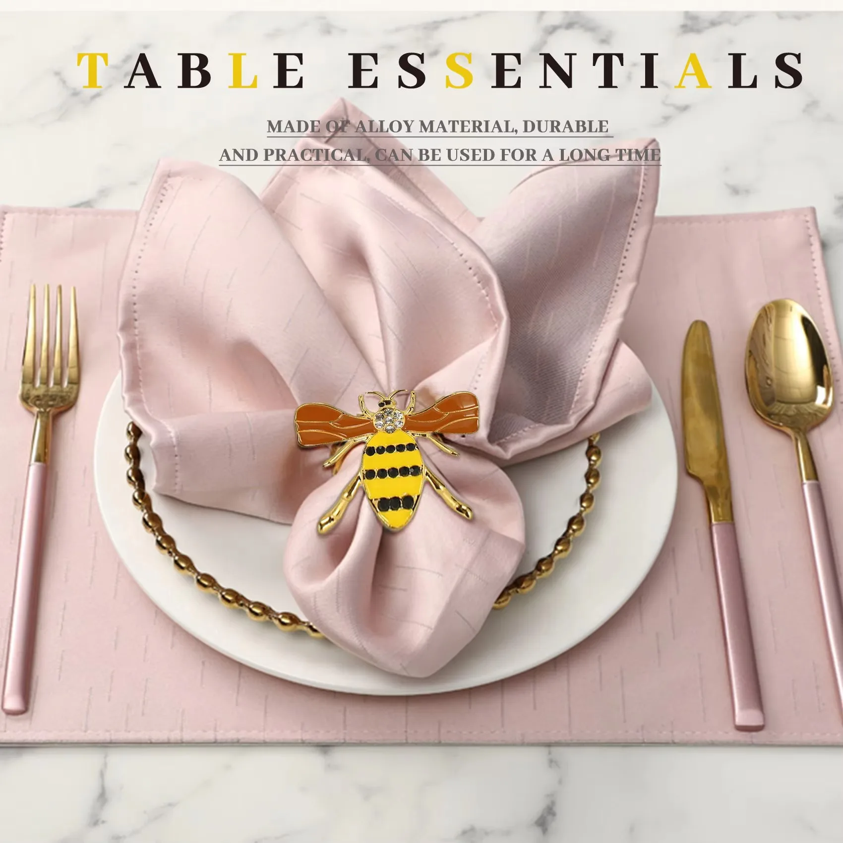 6PCS Bee Napkin Ring Metal Napkin Holder Towel Buckle Wedding Party Holiday Hotel Table Decoration
