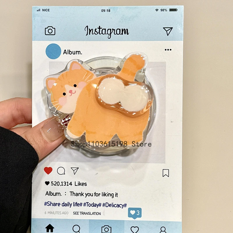 

Cute Ginger Cat Rotate Magnetic Holder Grip Tok Griptok Phone Stand Holder Support For iPhone 17 For Pad Magsafe Smart Tok