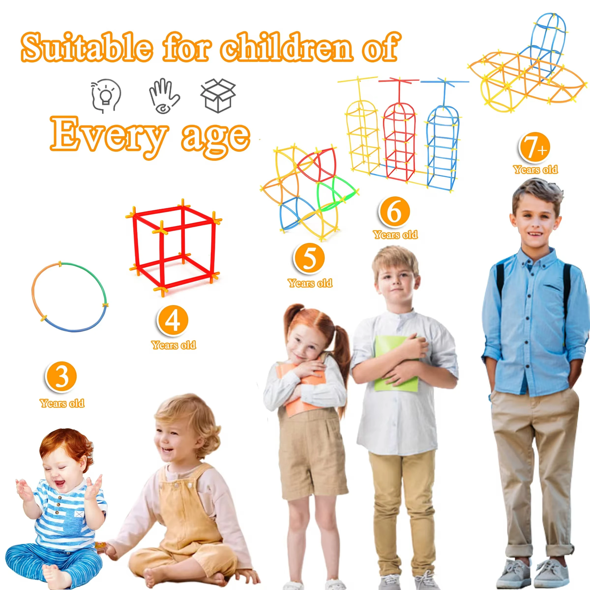 Straw Constructor Toys Building Toys Straws and Connectors Building Sets Engineering Connector Blocks Educational Toy For Kids