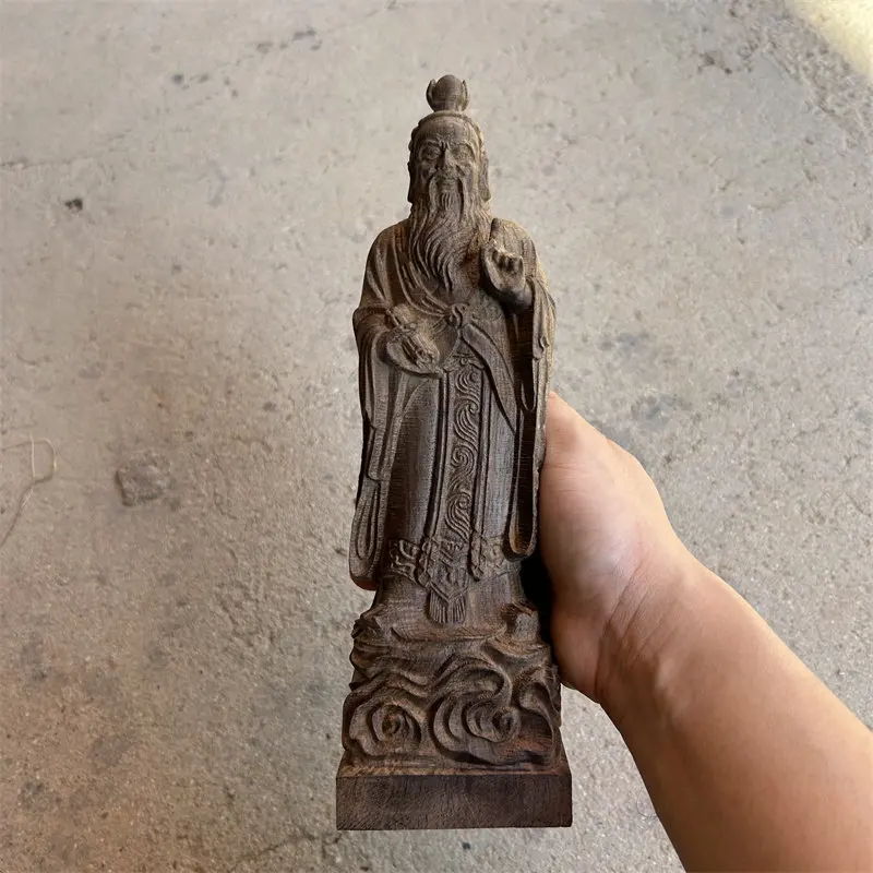 Antique wood carving Laozi Buddha statue figures handicrafts tea pets home decor tea ceremony desktop decorations