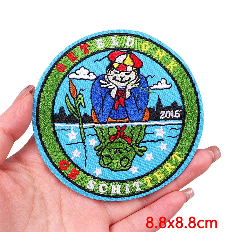 Netherland Oeteldonk Emblem Patch Sewing Embroidered Patch Frog Carnival For Netherland Patches For Clothing Iron On Patches DIY