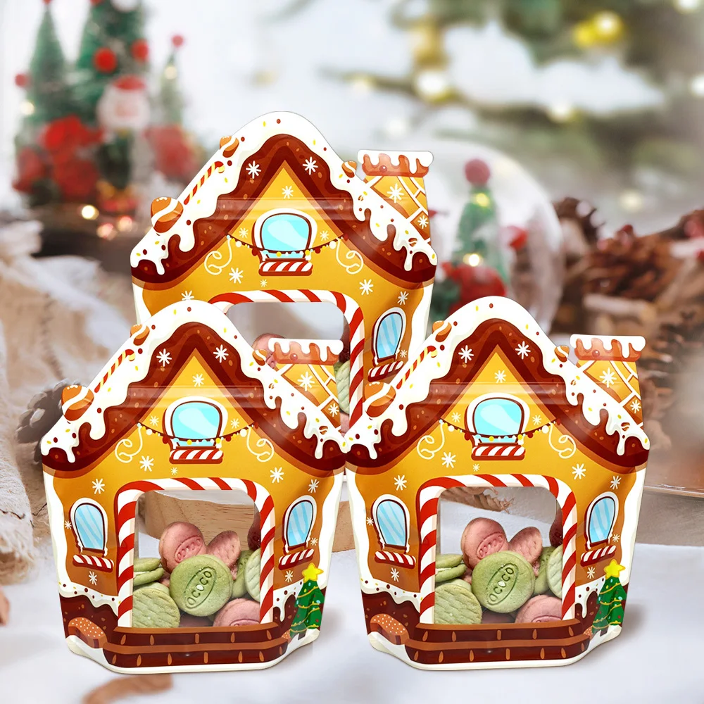 10PCS Christmas Candy Bags Cookie Boxes Christmas Gift Boxes Cartoon Cracker Man and House Boxes Christmas Candy Gifts