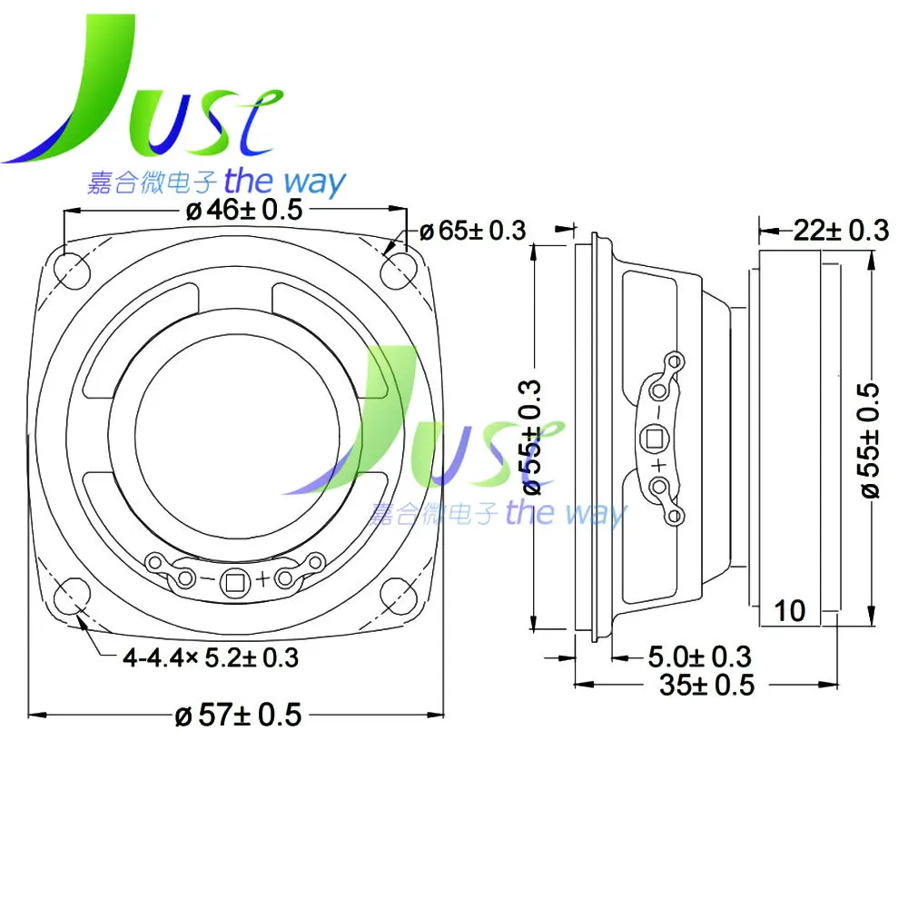 2Pcs/Lot 2.25 Inch 57MM 55MM Magnetic Speaker 4 Ohm 5 Watt 0.5W Diameter 5.7CM Multimedia Square Loudspeaker For Massage Chairs