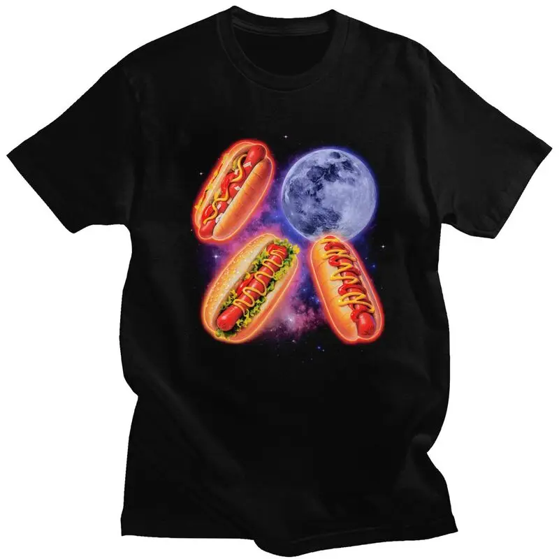 Funny Hot Dog Moon T Shirts Unisex T-shirts Summer Streetwear Casual Graphic Tee Tops For Husband Pure Cotton Slim Fit Clothes