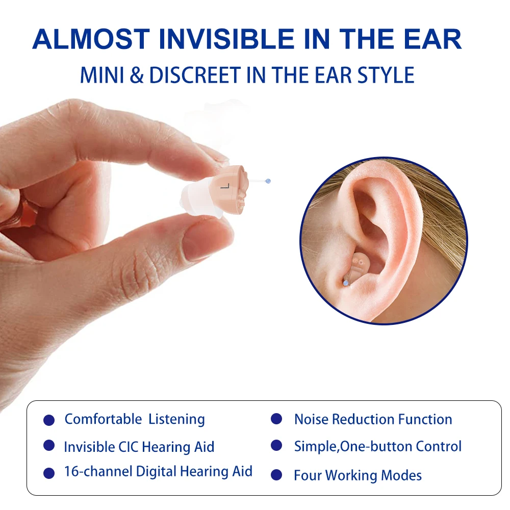 Deep Canal 16-Channel Digital Hearing Aid F23D3 Sound Amplifier Double layer earplugs Noise reduction For Elderly