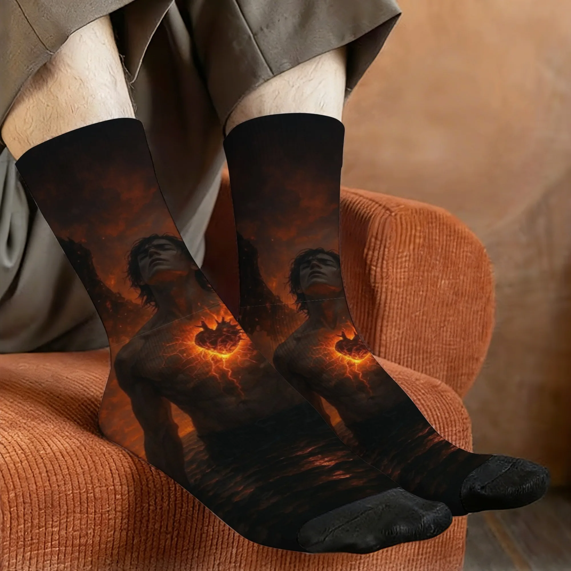 

Мужские носки с принтом мифических персонажей Harajuku Dark Heart Awakening, модные уличные повседневные носки, подарок для вечеринок