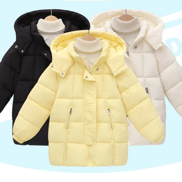 

Girls' Cotton Clothes 2025 Autumn and Winter New Childrens Clothing Girl Baby Fashion Thick Solid Color Warm Cotton Clothes