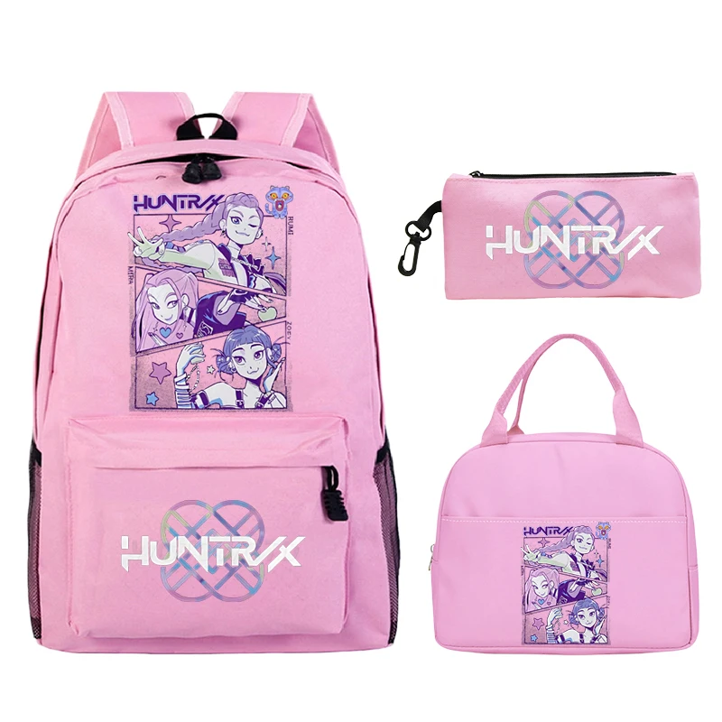 Conjunto de mochilas Kpop Demon Hunters de 3 uds., mochilas escolares para niños, mochila de viaje para mujeres, mochila K-Pop Demon Hunters para estudiantes y niñas