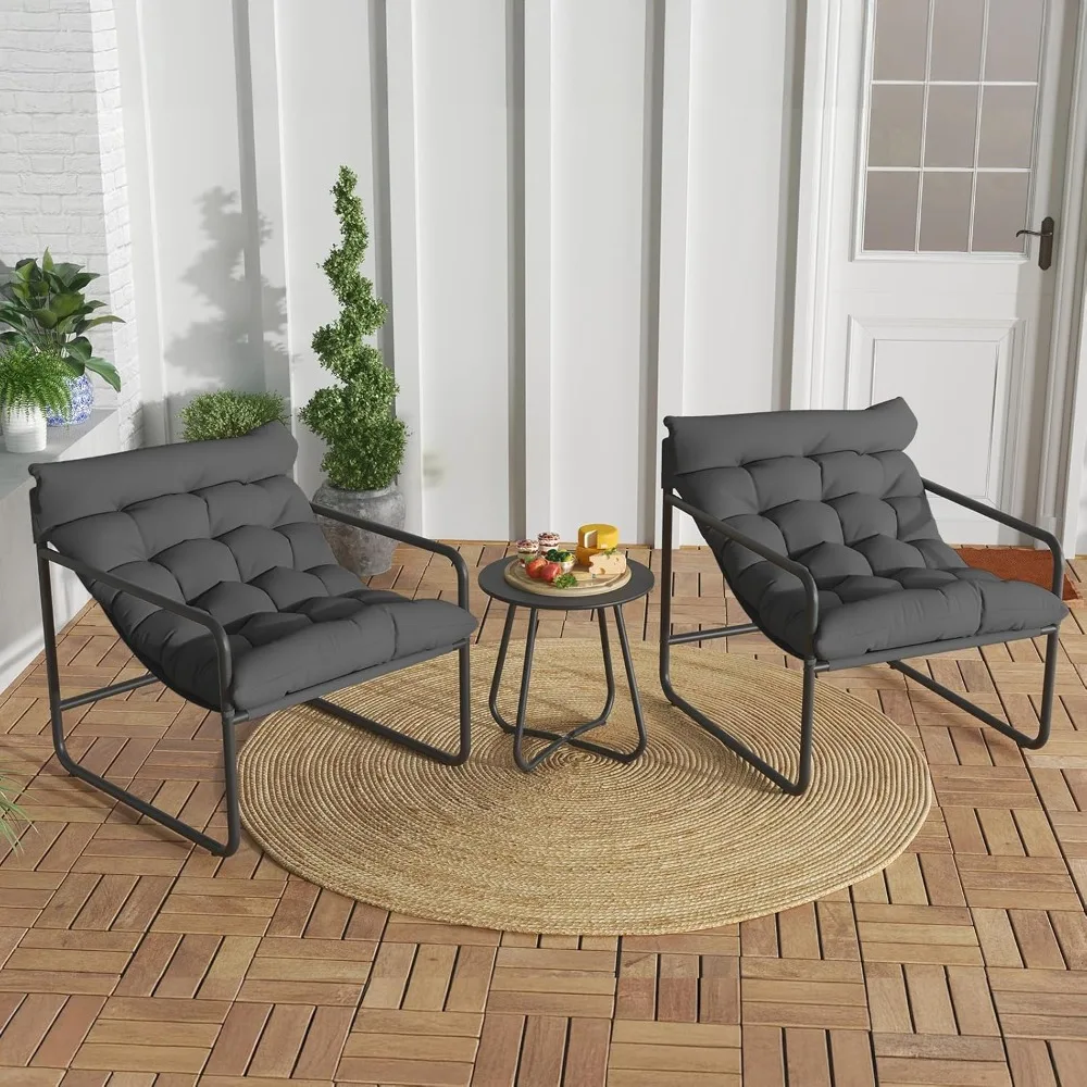 3-teiliges Set Freizeit-Gartenmöbel mit Beistelltisch und Sessel, Balkonmöbel, Bistro-Set,