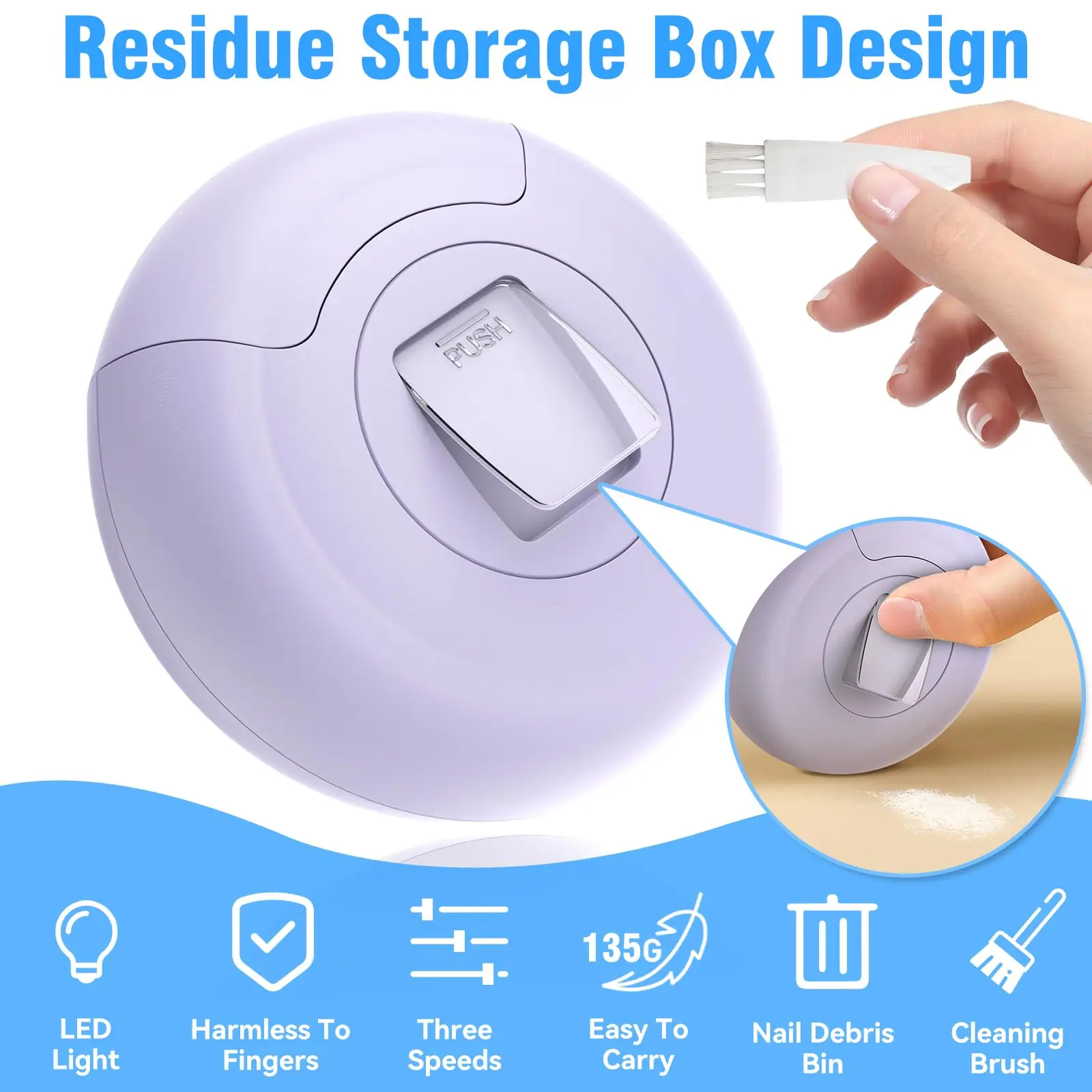 3 in 1 Electric Nail Clipper, Portable Electric Toenail Clippers for Seniors, 3 Speed Automatic Electric Nail Trimmer