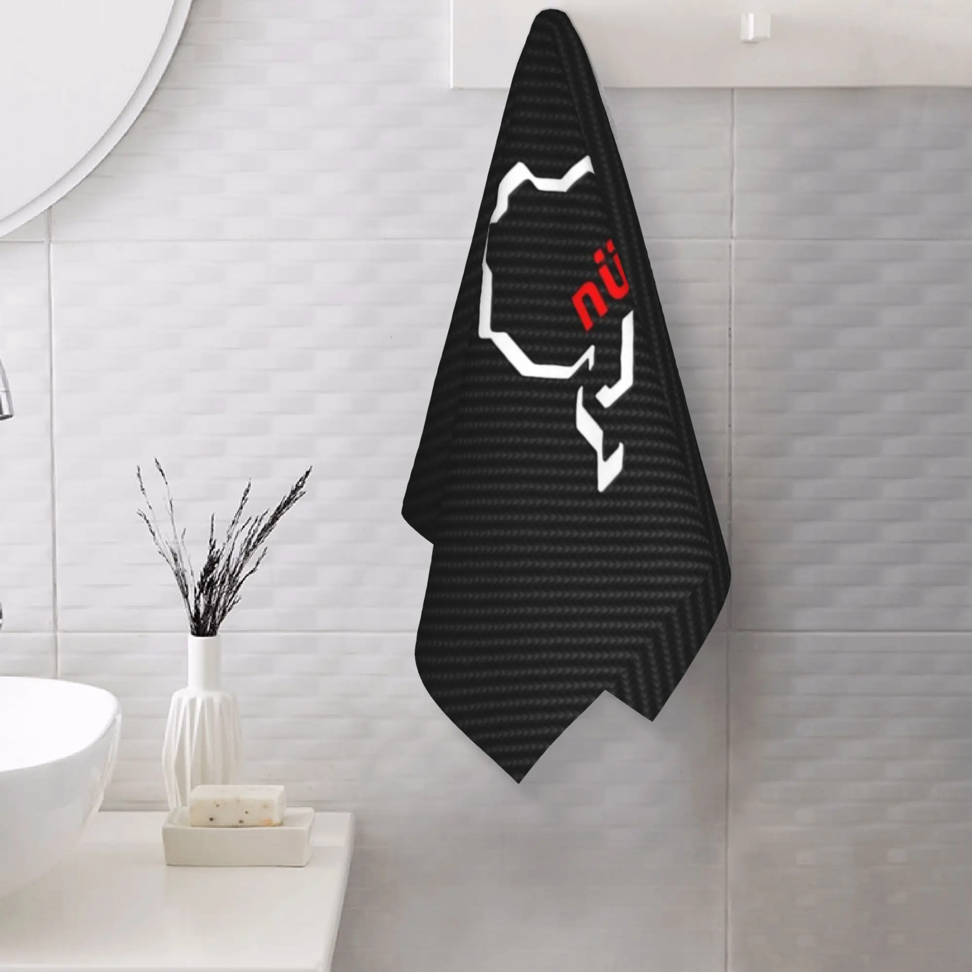 Custom Nurburgring Carbon Fiber white  red Soft Face Towel Quick Dry Pool Bath Cotton Towels Absorbent