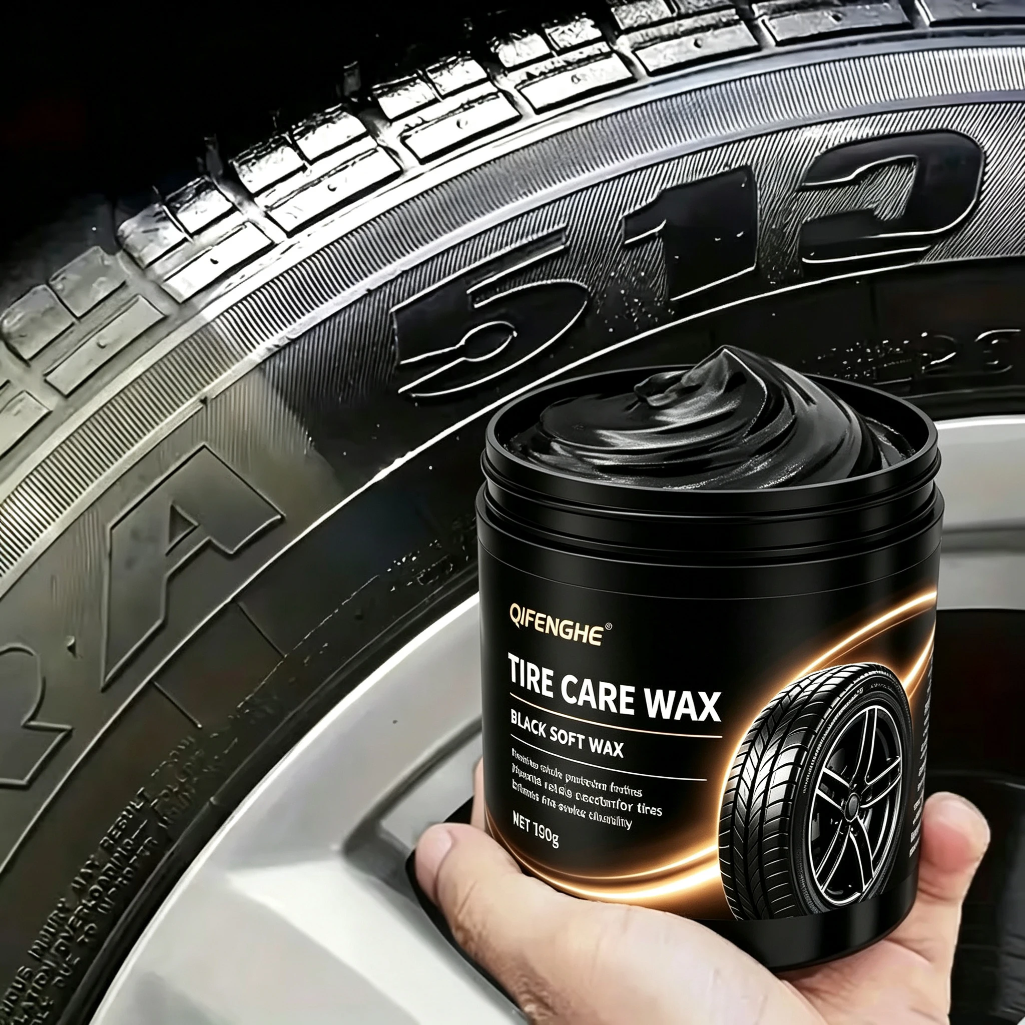 150g QIFENGHE Black Soft Tire Care Wax Anti-Aging Tire Protector Restore Faded Dull Gray Tires Deep Black Finish Long Lasting Au