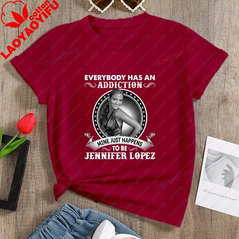 Famous Singer Jennifer Lopez Classic Poster Print Fashion T-shirt, Unisex Casual Shirt, Spring/summer Cotton Round Neck T-shirt