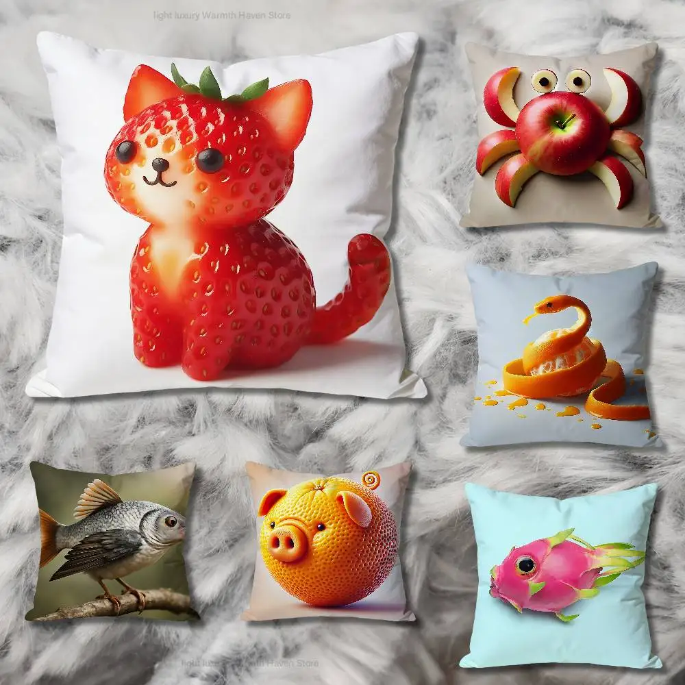 

E-Exotic Animals And Fun Food Celebrity Merchandise All-Match Printed Pillow Case Sofa Car Office Room Decoration Protector