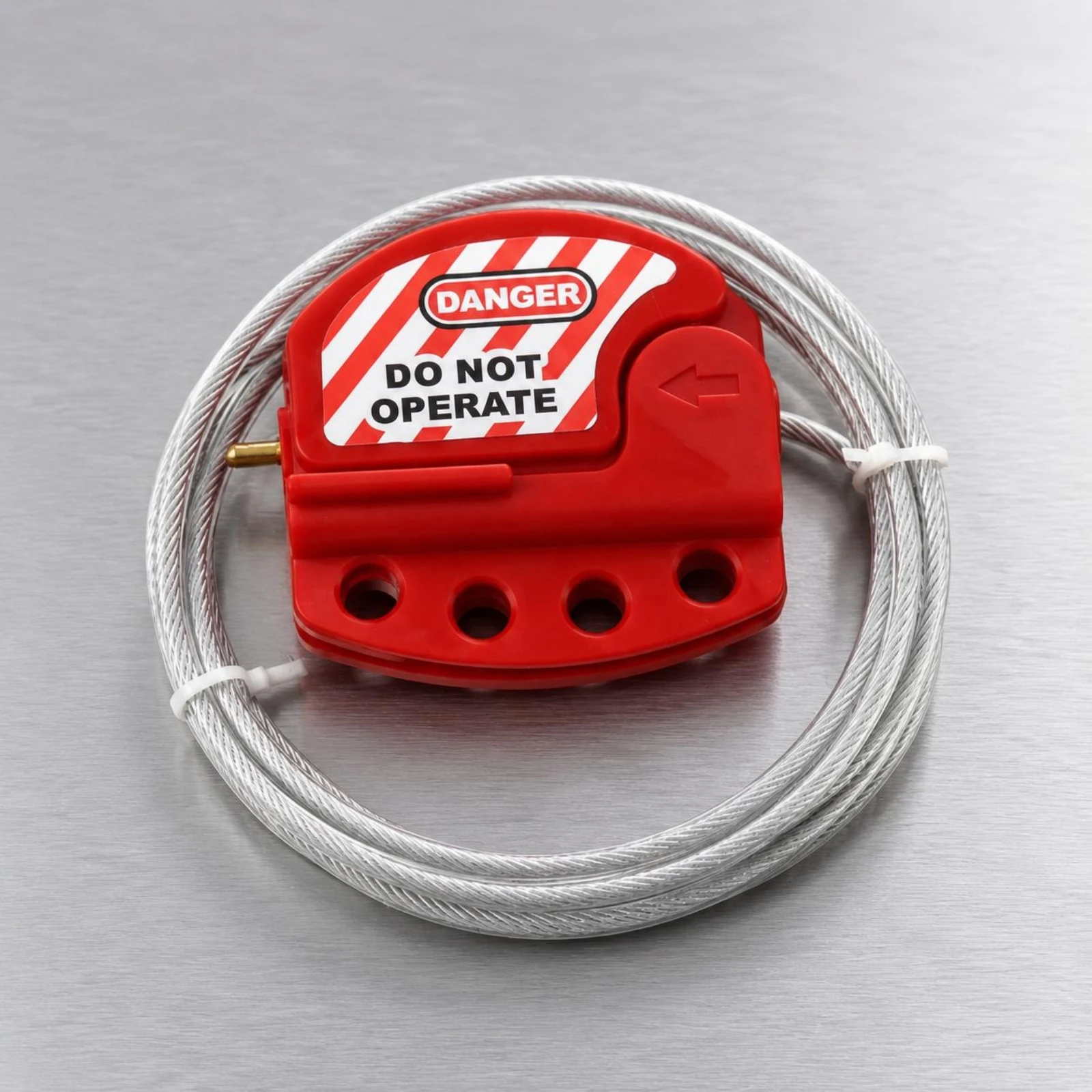 Picture 5: Adjustable Steel Cable Lock Red Lockout Tagout Cable Lock Industrial Striped