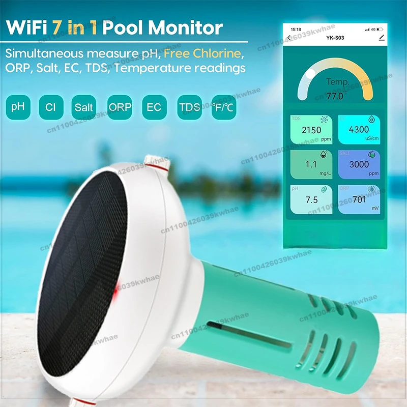 For New Wireless WiFi Monitoring Water Quality Tester Solar Swimming Pool Ph Residual Chlorine Detection