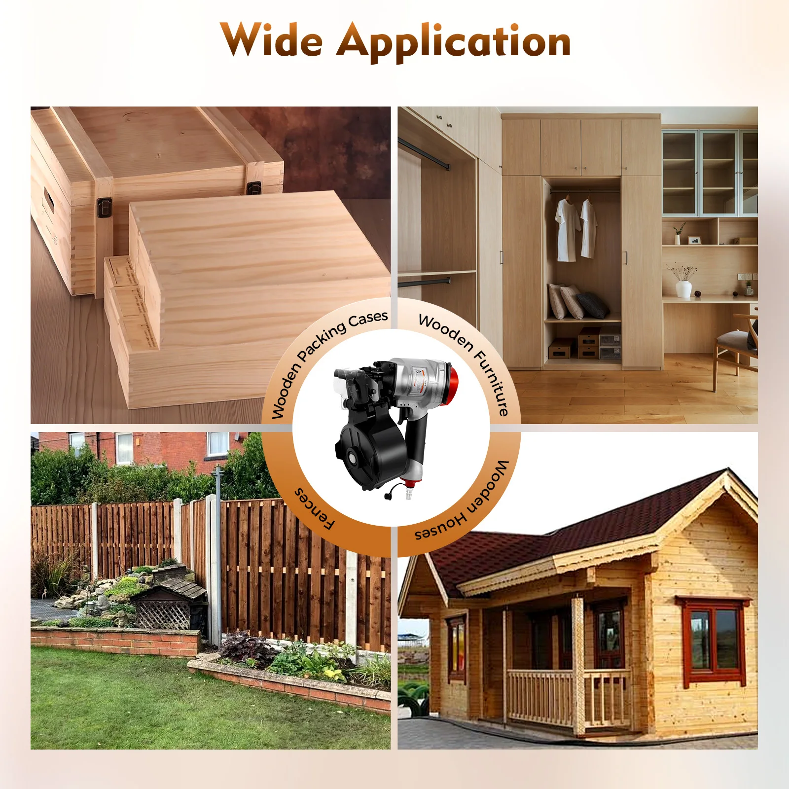 Chiodatrice a spirale BulkHarbor, chiodatrice a spirale ad aria con 2 modalità di scatto, comoda da usare, chiodi lisci, chiodi filettati, chiodi semplici