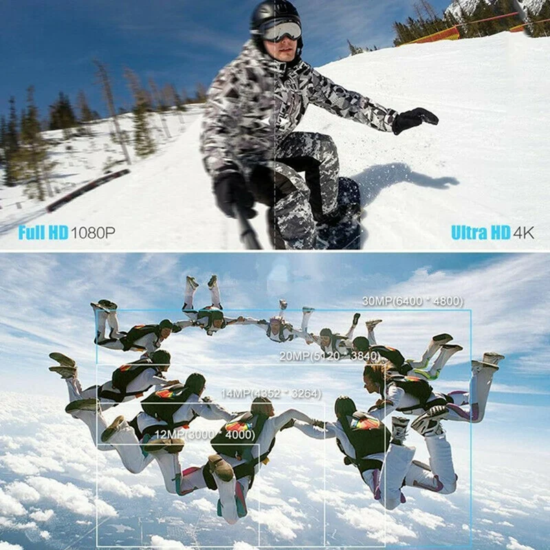 SCLS SJ9000 واي فاي 4K 1080P الترا HD كاميرا الحركة الرياضية DVR كام كاميرا فيديو مقاوم للماء كاميرا رياضية كاميرا لا سلكية H16-6S