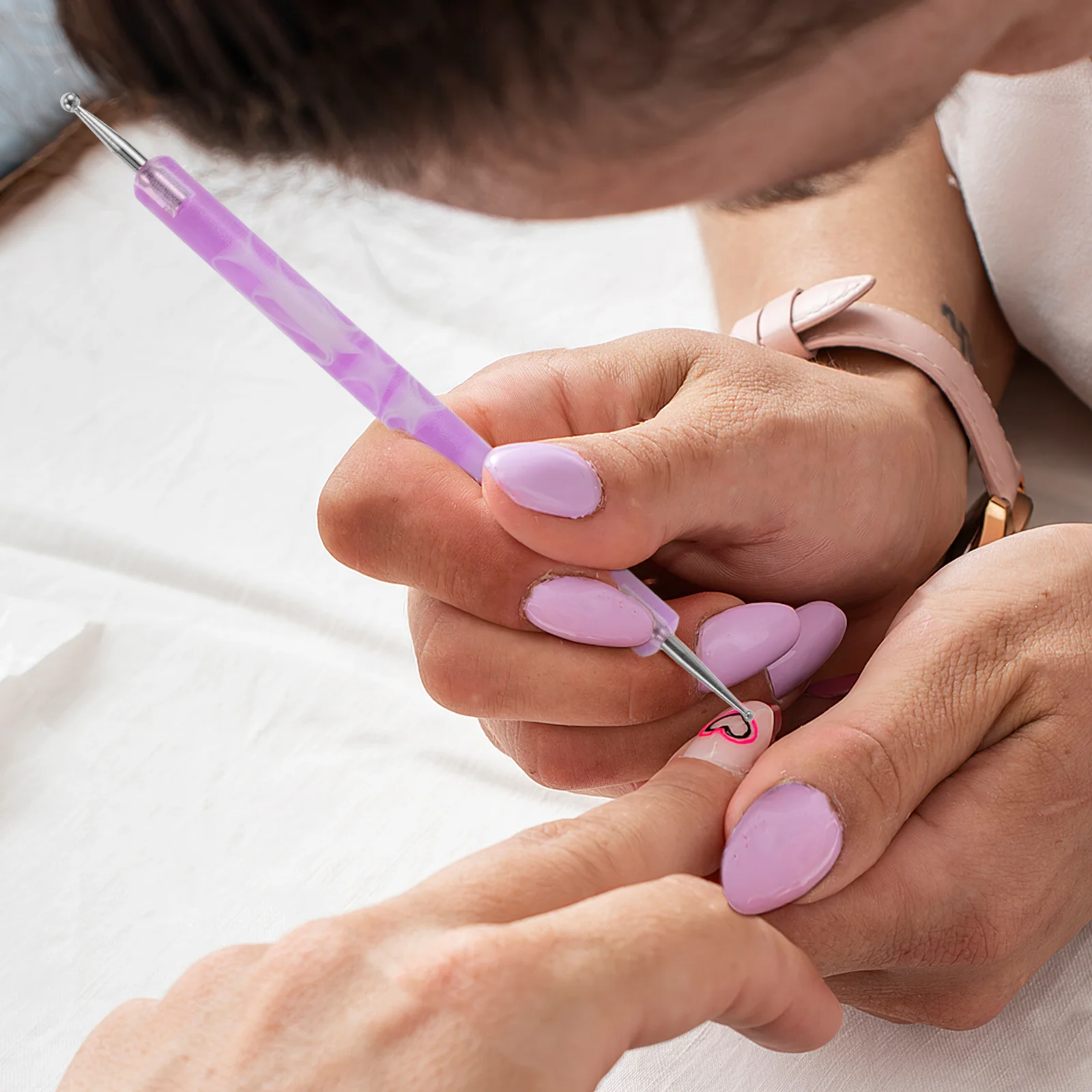 5 pçs conjunto de arte do prego canetas pontilhadas de ponta dupla ferramentas de decoração do prego diy manicure arte canetas kit de design de gravação ferramentas pontilhando