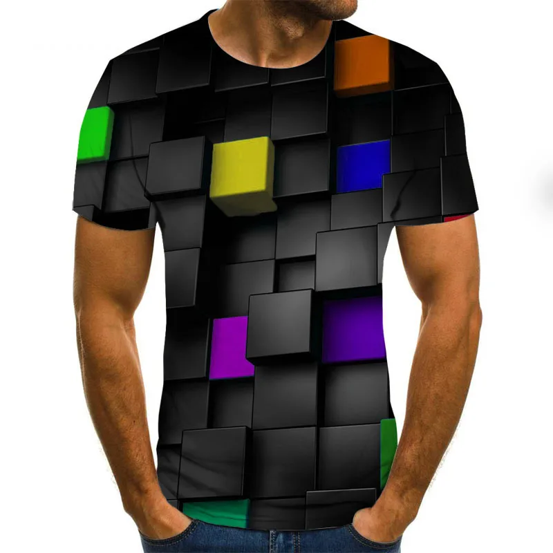 

2022 New 3D Effect Men's T-shirt Summer Tops Visual Pattern Shirt Oversized Men's T-shirt Fashion Short-sleeved 3D Round Neck