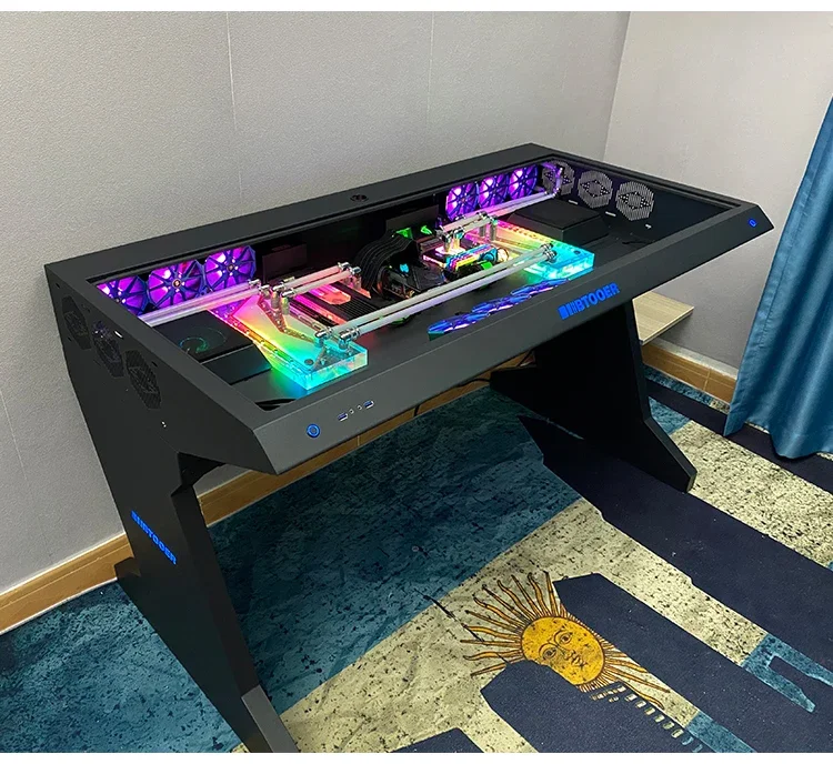 

Computer Case Integrated High-End Cool Special-Shaped Game Tables Built-in Fully Transparent Large Case Computer Desk