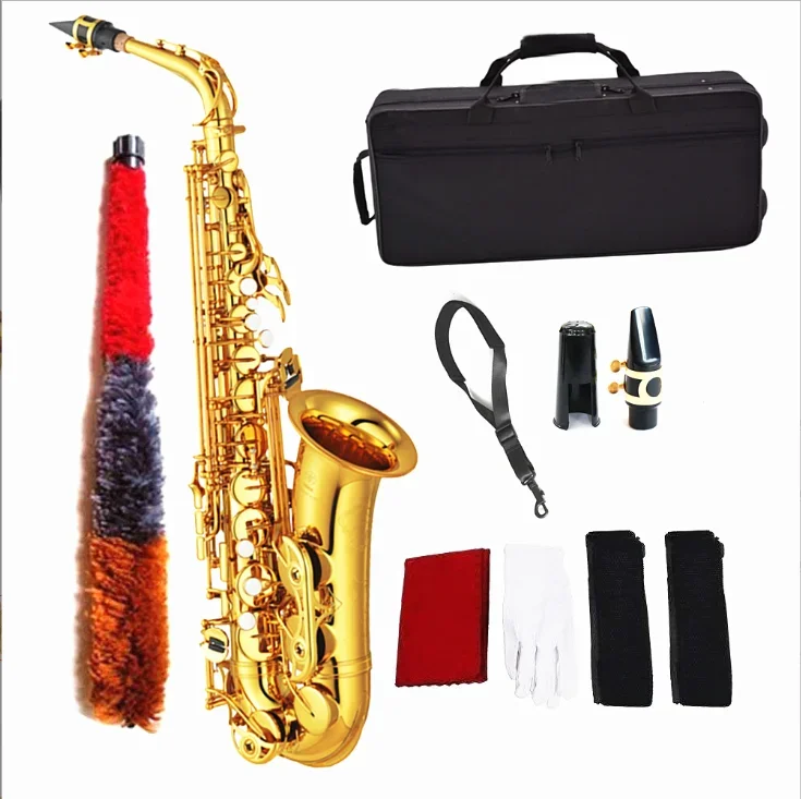 Performance Practice Brass Instrument Alto Saxophone with High-grade Packaging Box Accessories