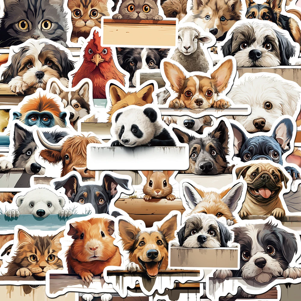 

10/30/60pcs Funny Cute Animal Cartoon Stickers Kawaii Dog Cat Decals Waterproof DIY Stationery Laptop Phone Graffiti Sticker Toy