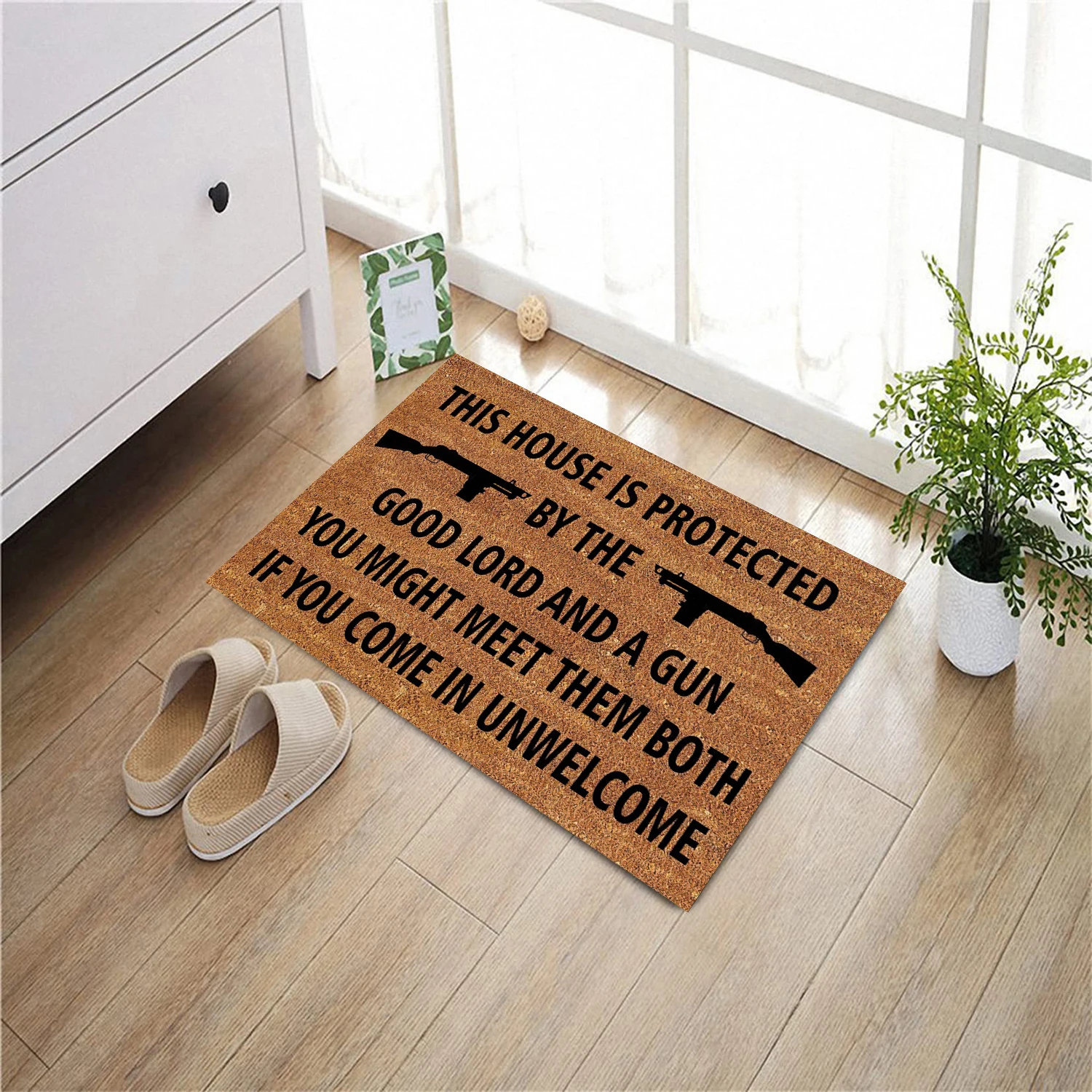 

This House Is Protected By The Good LordDoor Mat,Non-Slip Rubber Floor Mat, Housewarming Welcome Mat for Outdoor Entryway