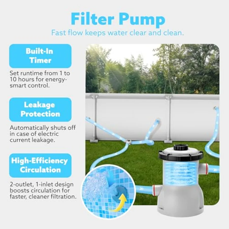 Piscine rectangulaire hors sol-10 pieds x 6,8 pieds x 26 pouces, cadre extérieur, ensemble de piscine hors sol, piscine Kiddie pour adultes avec