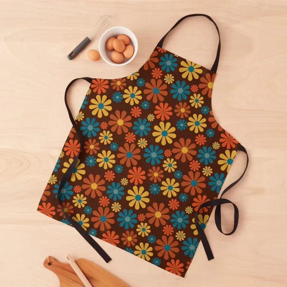 

70s Wallpaper Pattern Apron Chef Uniform Woman Women's Kitchen For Men Kitchen Accessories 2022 Apron