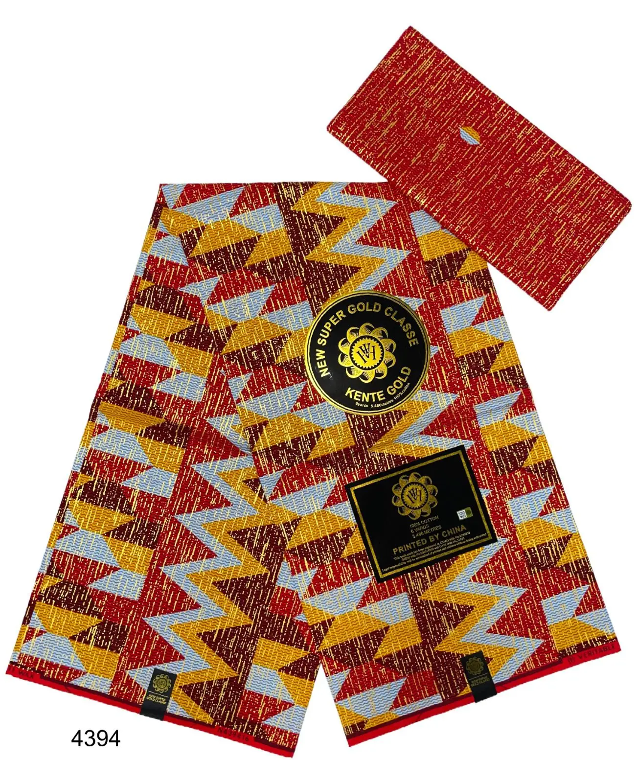 2024 New Arrival Kente Golden 4+2 African Wax Fabric 100% Cotton Nigeria Ankara Wax Fabric Batik Dutch High Quality T10